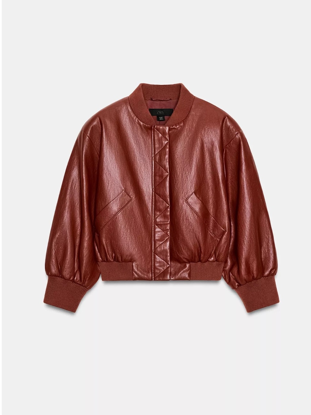 Zara FAUX LEATHER SHOULDER PAD BOMBER JACKET